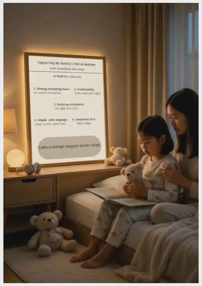 Supporting My Autistic Child At Bedtime Printable | Calm Bedtime Routine Guide | Autism Sleep Support Tool | Gentle Evening Transition PDF