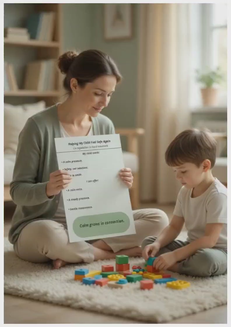 Helping My Child Feel Safe Again Printable | Co-Regulation Support Guide for Autism Parents | Emotional Regulation PDF | Neurodivergent Parenting Tool
