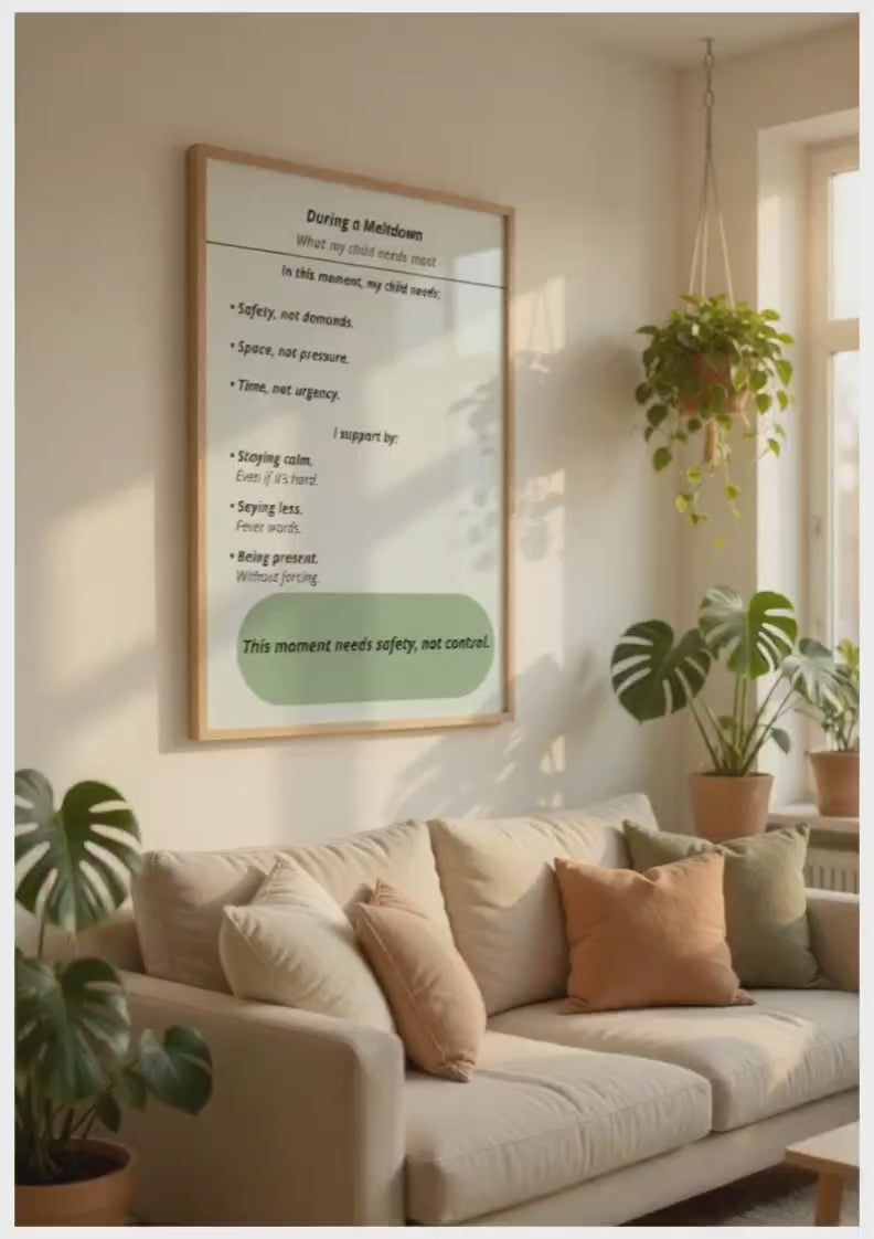 During a Meltdown Printable | Autism Meltdown Support Guide | Calm Parenting & Co-Regulation PDF | Neurodivergent Emotional Support Tool