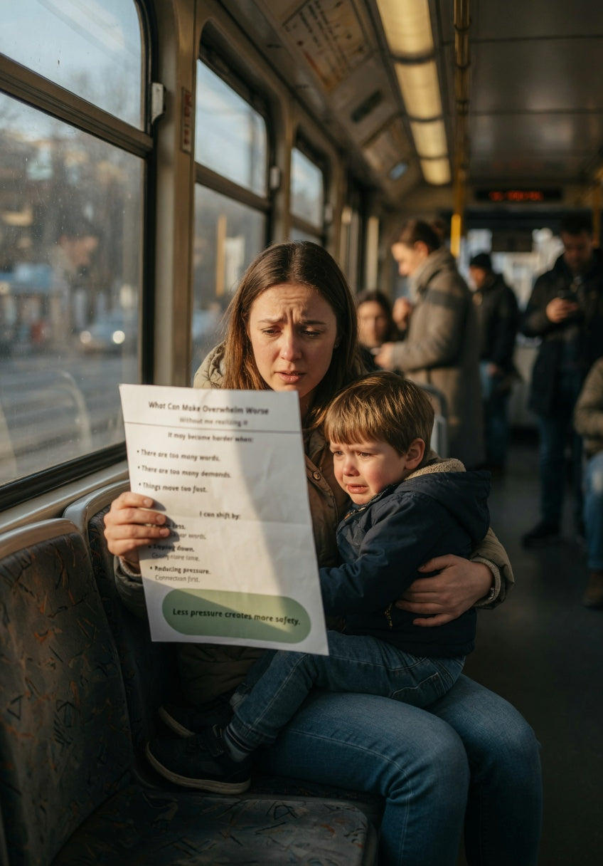 What Can Make Overwhelm Worse Printable | Autism Sensory Support Guide | Calm Parenting & Co-Regulation PDF | Neurodivergent Parenting Tool