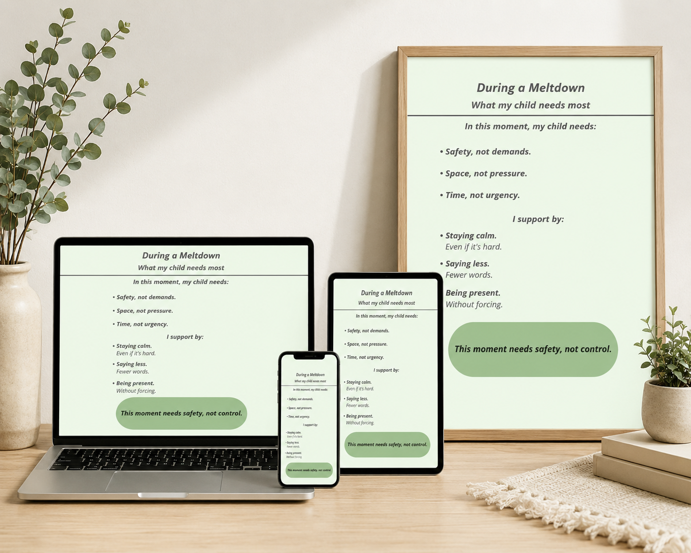 During a Meltdown Printable | Autism Meltdown Support Guide | Calm Parenting & Co-Regulation PDF | Neurodivergent Emotional Support Tool