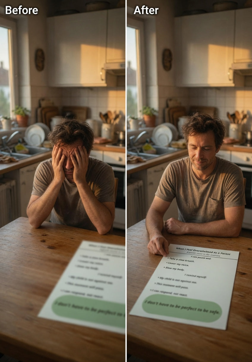 When I Feel Overwhelmed as a Parent Printable | Calm Parenting Reset Guide | Emotional Regulation & Co-Regulation PDF | Gentle Support for Autism Parents