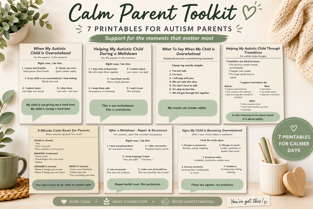 Calm Parent Toolkit – 7 Printable Autism Support Guides for Parents