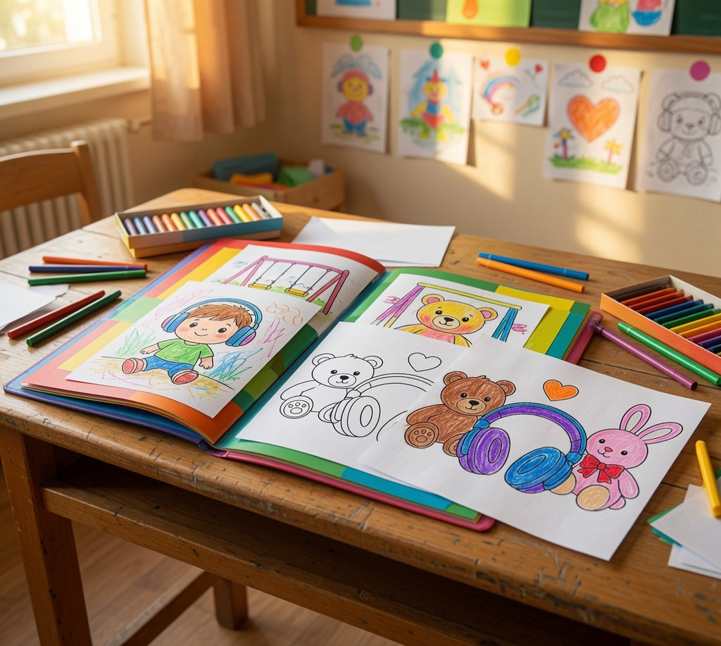 Noise-Cancelling Headphones Coloring Book | Sensory-Friendly Coloring Pages for Kids Ages 3–6 | Autism & Calm Corner Printable | 10 Page Digital Download