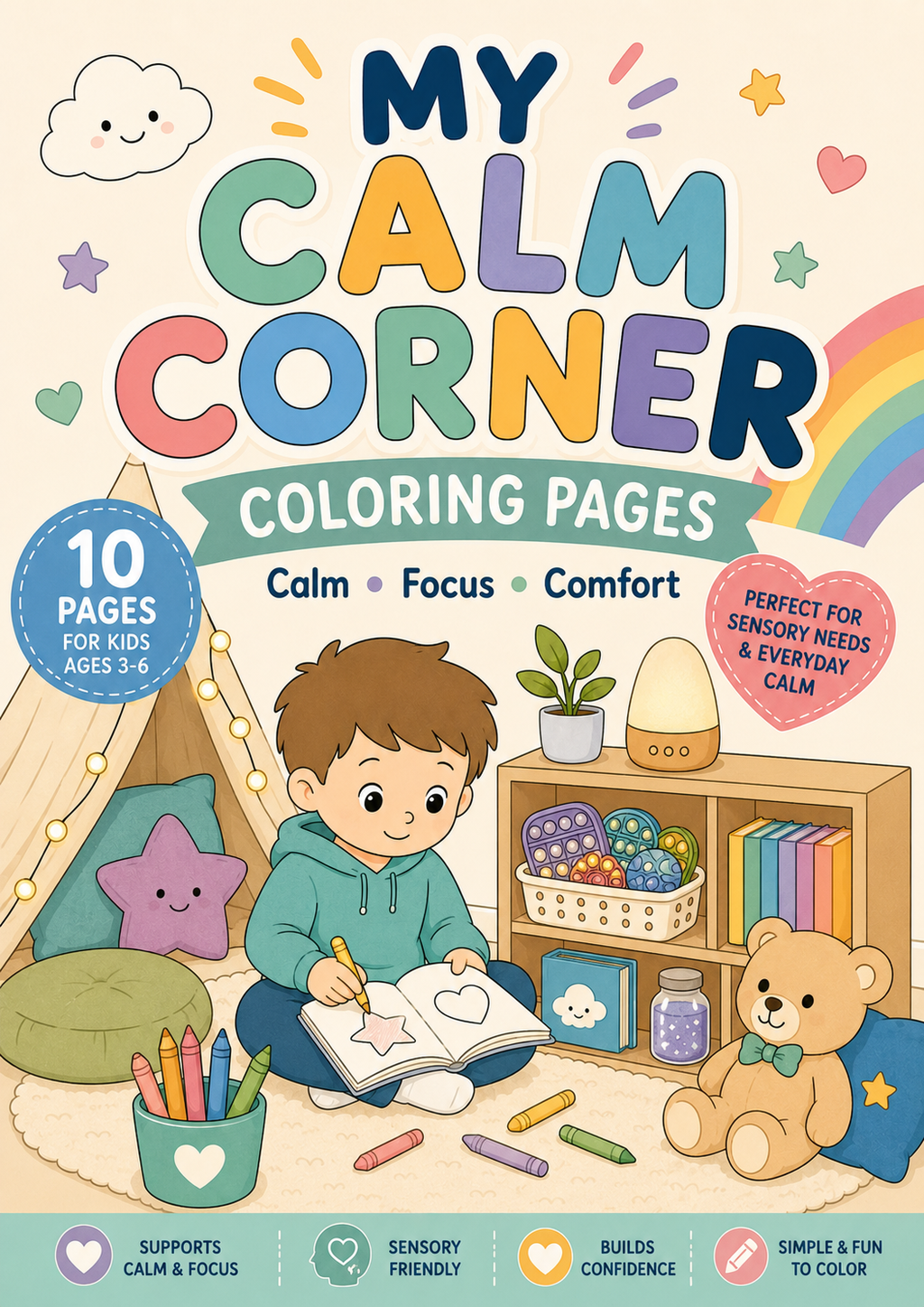 My Calm Corner Coloring Pages | Sensory-Friendly Coloring Book for Kids Ages 3–6