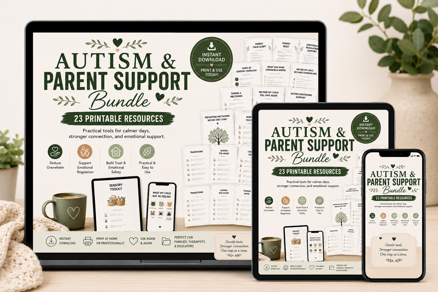 Parent Support Toolkit Bundle | 23 Autism & Gentle Parenting Printables