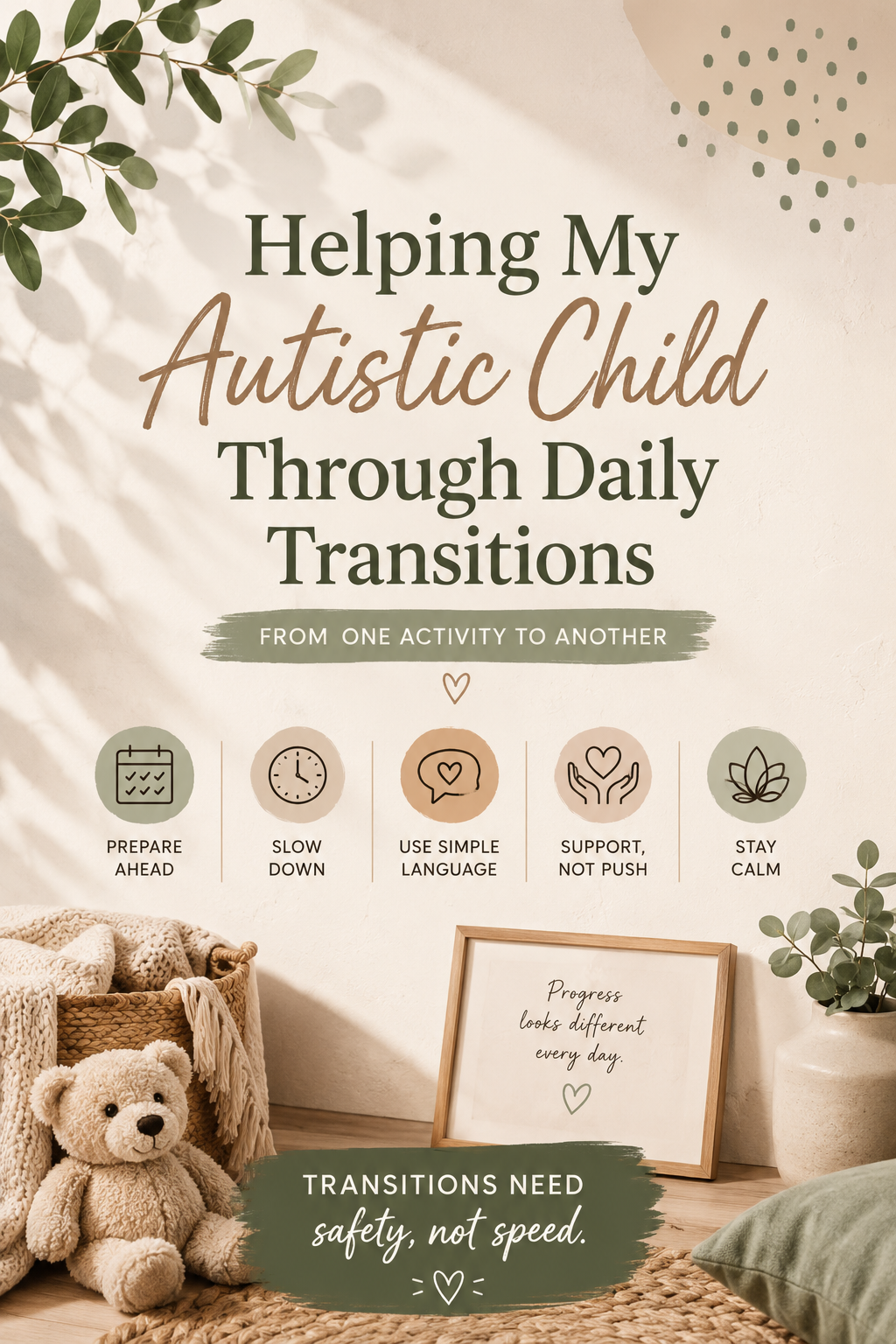 Helping My Autistic Child Through Daily Transitions Printable | Autism Parenting Support Tool | Calm Transition Guide for Neurodivergent Families