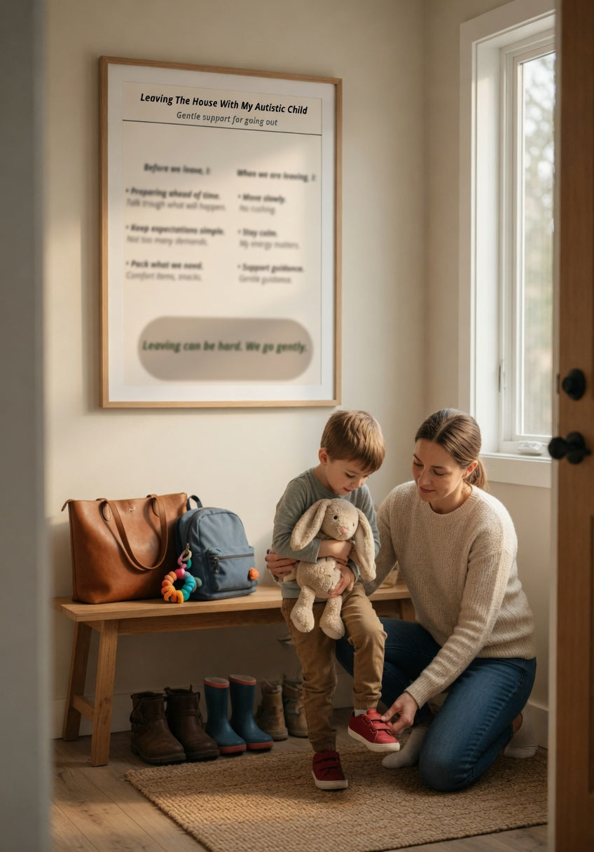 Leaving The House With My Autistic Child Printable | Gentle Autism Parenting Support Tool | Calm Transition Guide for Autism Families