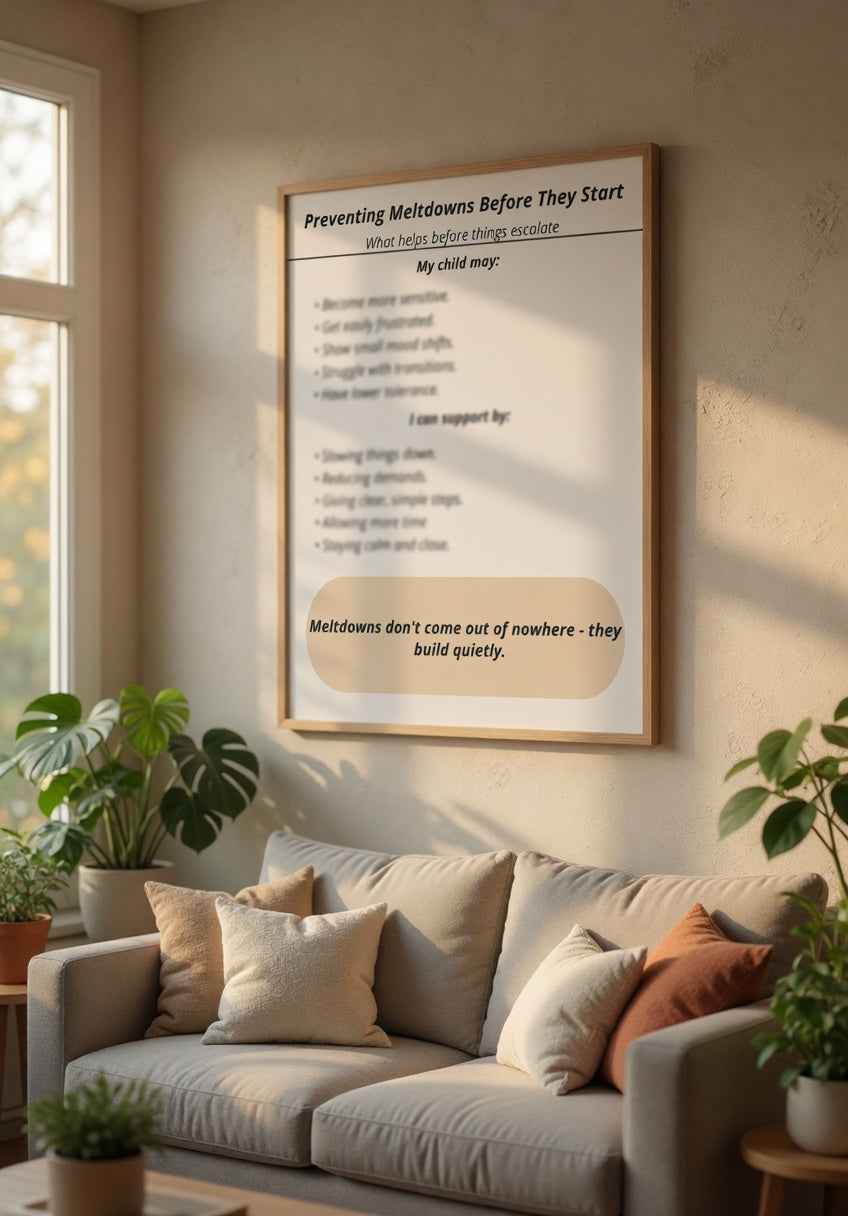 Preventing Meltdowns Before They Start | Autism Parenting Printable | Early Signs & Co-Regulation Support Sheet