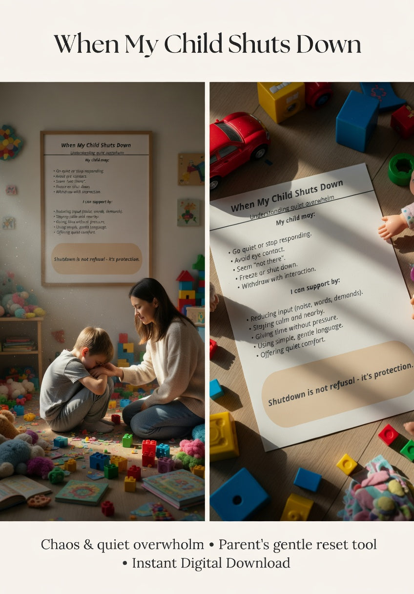 When My Child Shuts Down | Autism Shutdown Support Printable | Understanding Quiet Overwhelm