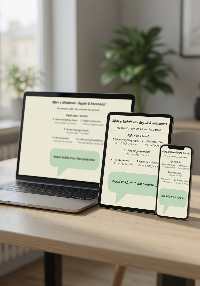 After a Meltdown – Repair & Reconnect Printable for Autism Parents