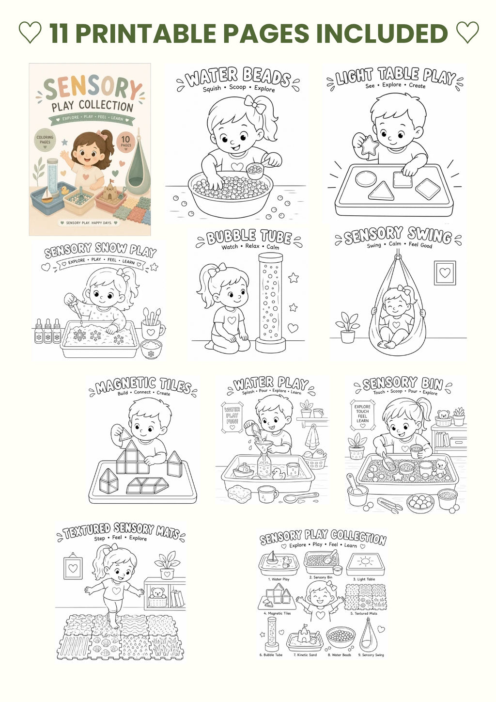 Sensory Play Coloring Pages | 10 Printable Coloring Pages for Kids (Ages 3–6)