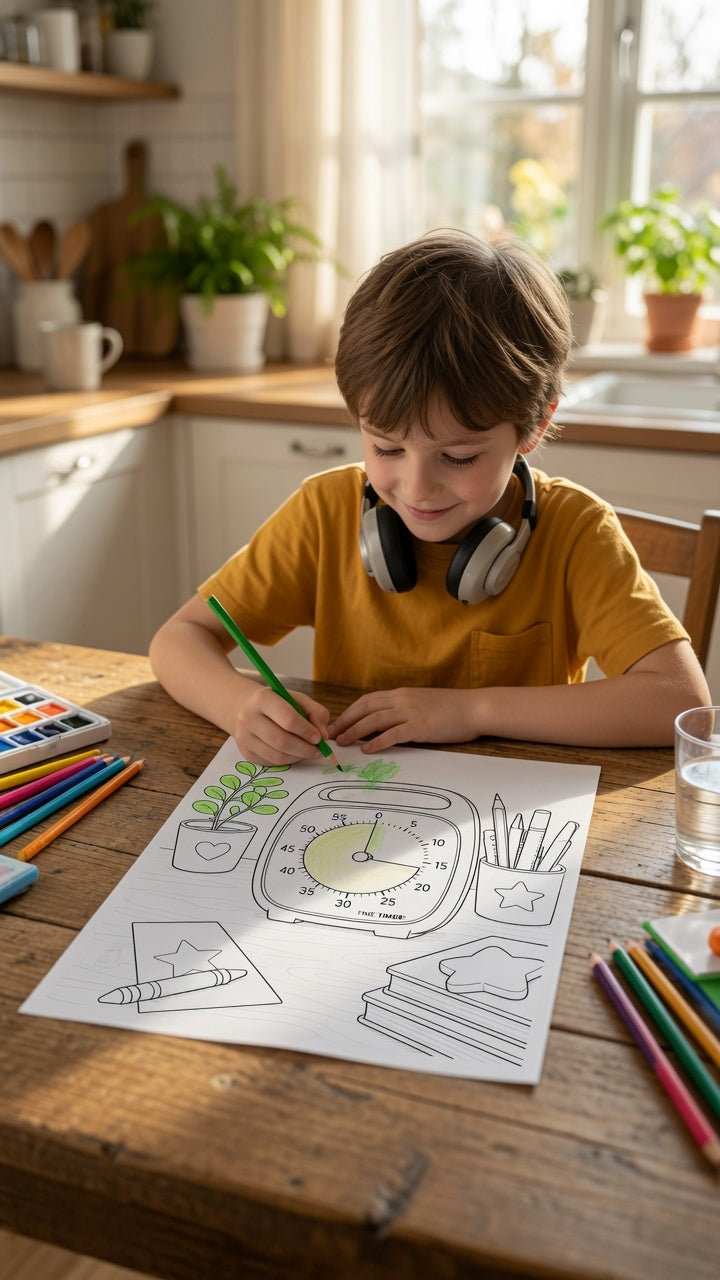 My Time Timer Coloring Pages | 10 Printable Sensory Coloring Sheets for Kids