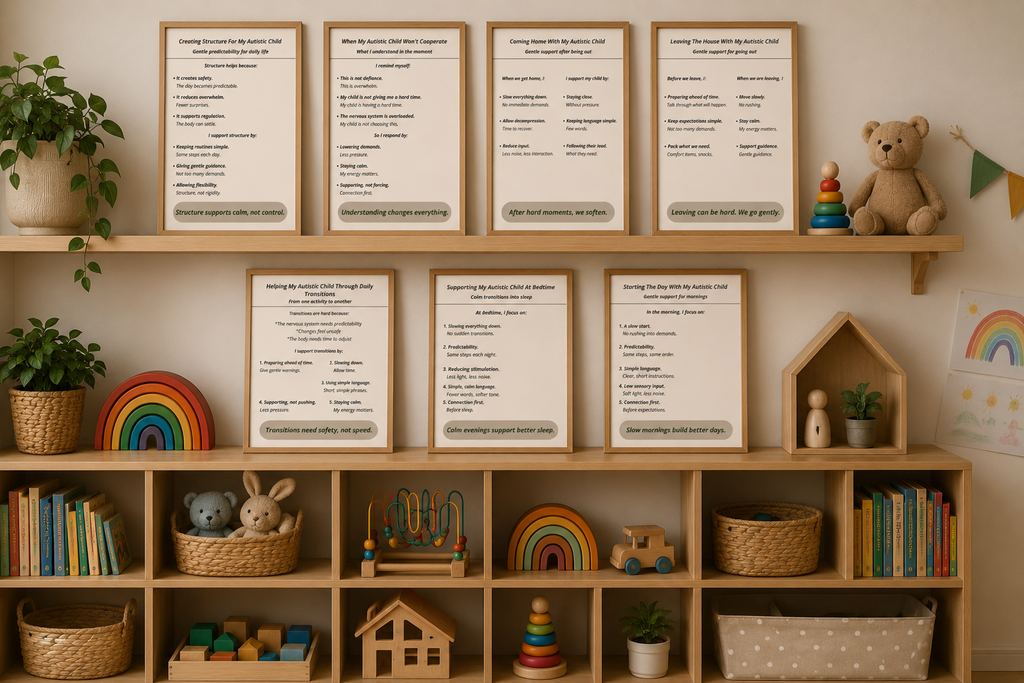 Calm Daily Life Toolkit for Parents of Autistic Children | 7 Printable Support Guides | Autism Parenting Printable Bundle
