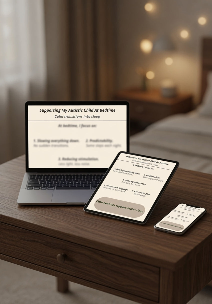 Supporting My Autistic Child At Bedtime Printable | Calm Bedtime Routine Guide | Autism Sleep Support Tool | Gentle Evening Transition PDF