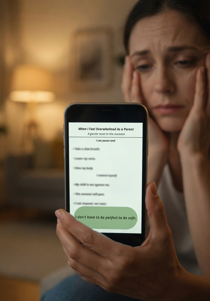 When I Feel Overwhelmed as a Parent Printable | Calm Parenting Reset Guide | Emotional Regulation & Co-Regulation PDF | Gentle Support for Autism Parents