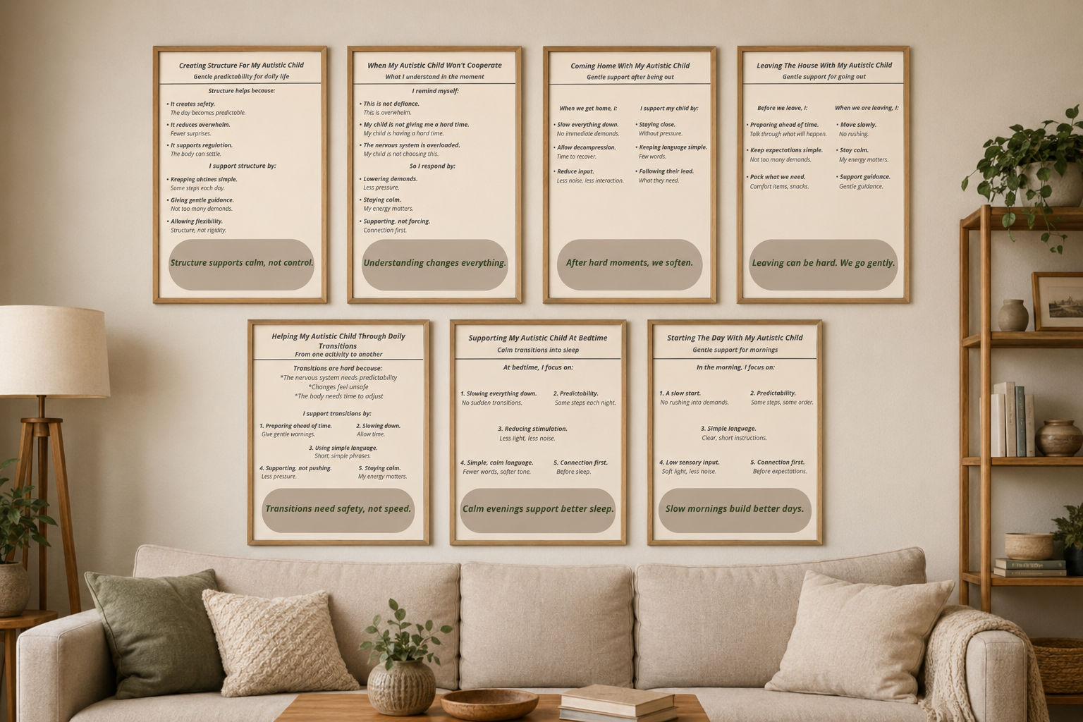 Calm Daily Life Toolkit for Parents of Autistic Children | 7 Printable Support Guides | Autism Parenting Printable Bundle