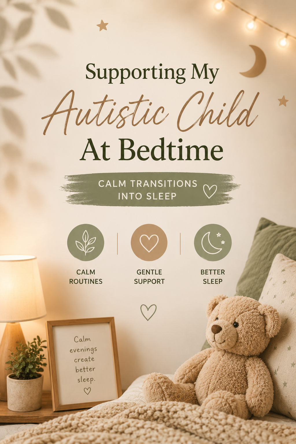 Supporting My Autistic Child At Bedtime Printable | Calm Bedtime Routine Guide | Autism Sleep Support Tool | Gentle Evening Transition PDF