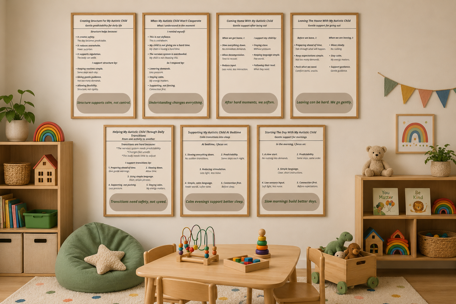 Calm Daily Life Toolkit for Parents of Autistic Children | 7 Printable Support Guides | Autism Parenting Printable Bundle