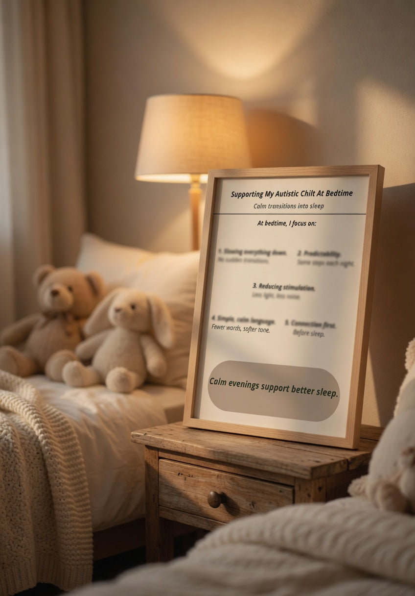 Supporting My Autistic Child At Bedtime Printable | Calm Bedtime Routine Guide | Autism Sleep Support Tool | Gentle Evening Transition PDF