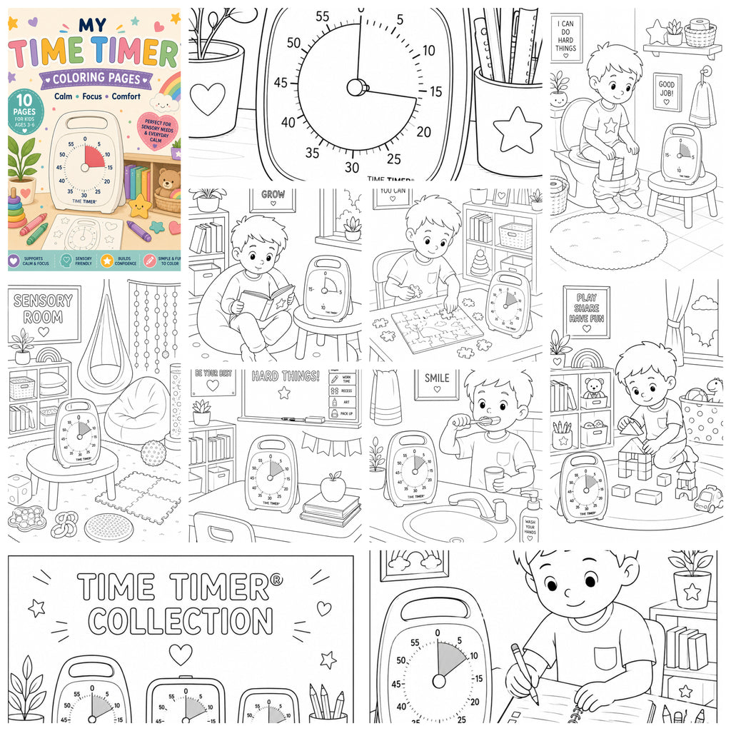 My Time Timer Coloring Pages | 10 Printable Sensory Coloring Sheets for Kids