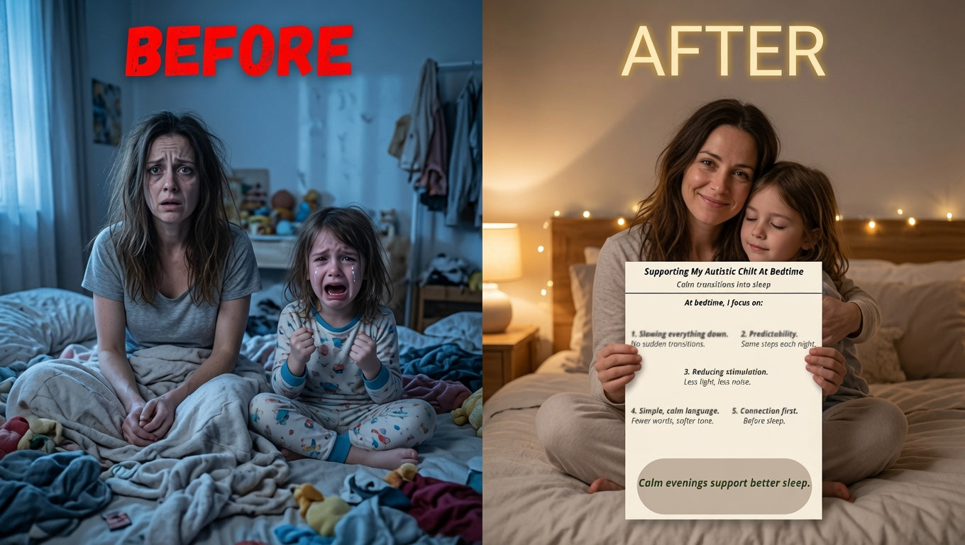 Supporting My Autistic Child At Bedtime Printable | Calm Bedtime Routine Guide | Autism Sleep Support Tool | Gentle Evening Transition PDF