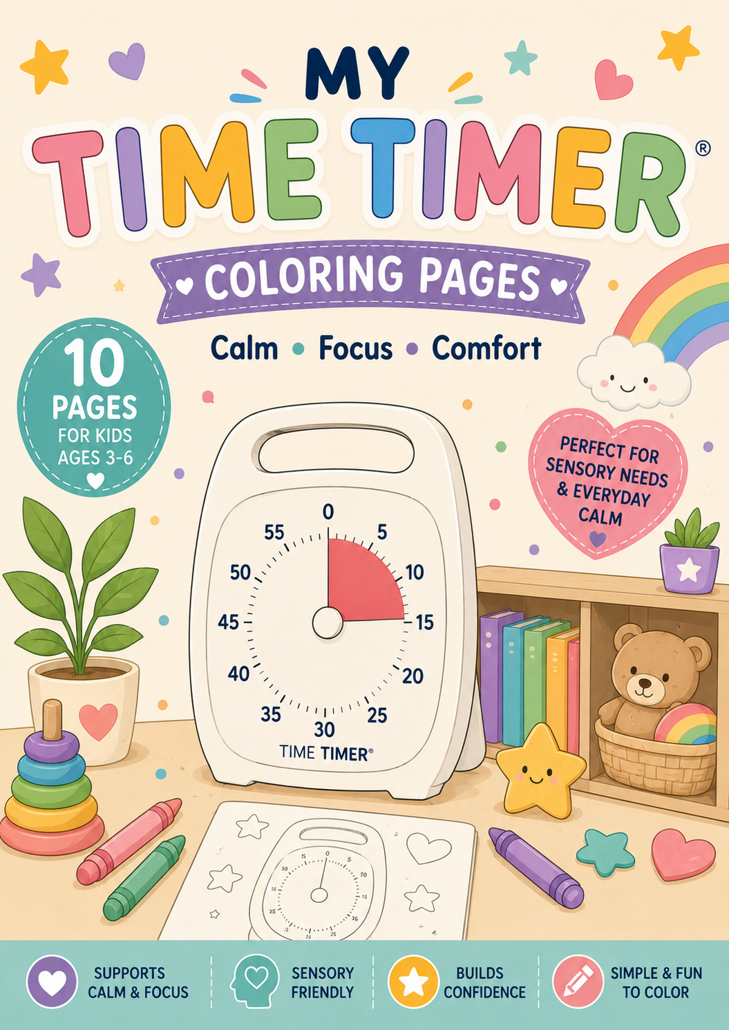 My Time Timer Coloring Pages | 10 Printable Sensory Coloring Sheets for Kids