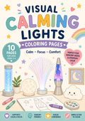 Visual Calming Lights Coloring Pages | 10 Printable Sensory Coloring Sheets for Kids | Autism Calm Corner Activity PDF
