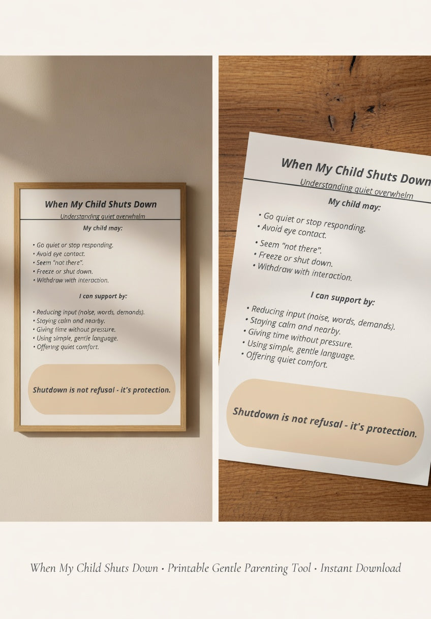 When My Child Shuts Down | Autism Shutdown Support Printable | Understanding Quiet Overwhelm