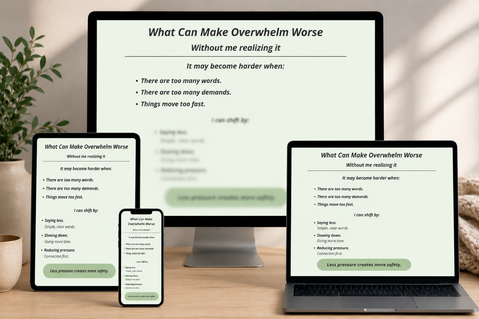 What Can Make Overwhelm Worse Printable | Autism Sensory Support Guide | Calm Parenting & Co-Regulation PDF | Neurodivergent Parenting Tool