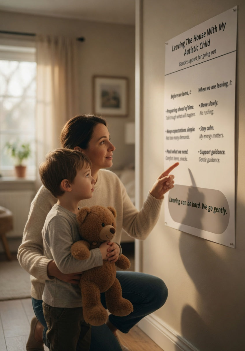 Leaving The House With My Autistic Child Printable | Gentle Autism Parenting Support Tool | Calm Transition Guide for Autism Families