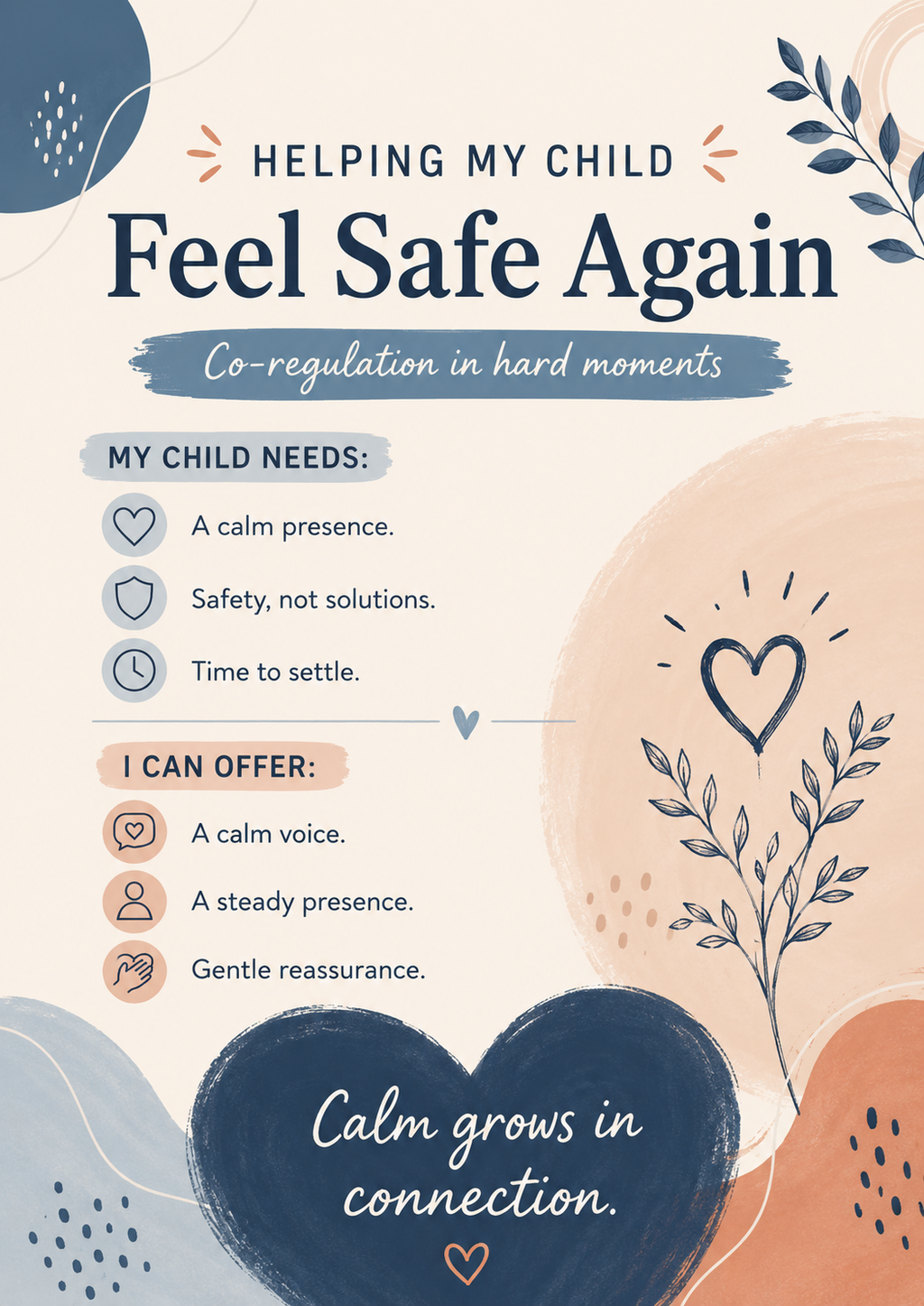 Helping My Child Feel Safe Again Printable | Co-Regulation Support Guide for Autism Parents | Emotional Regulation PDF | Neurodivergent Parenting Tool