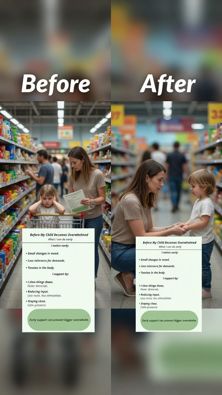 Before My Child Becomes Overwhelmed Printable | Early Sensory Support Guide for Autism Parents | Emotional Regulation PDF | Neurodivergent Parenting Tool