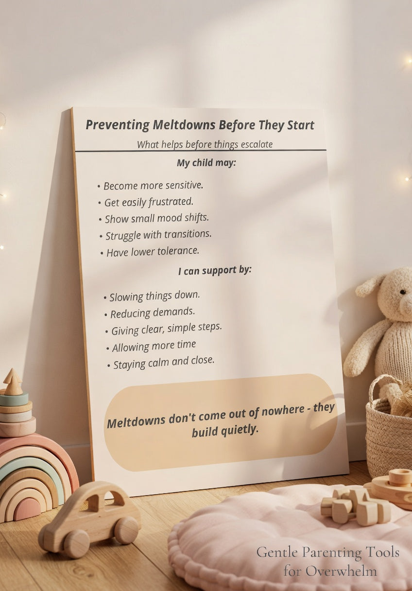 Preventing Meltdowns Before They Start | Autism Parenting Printable | Early Signs & Co-Regulation Support Sheet