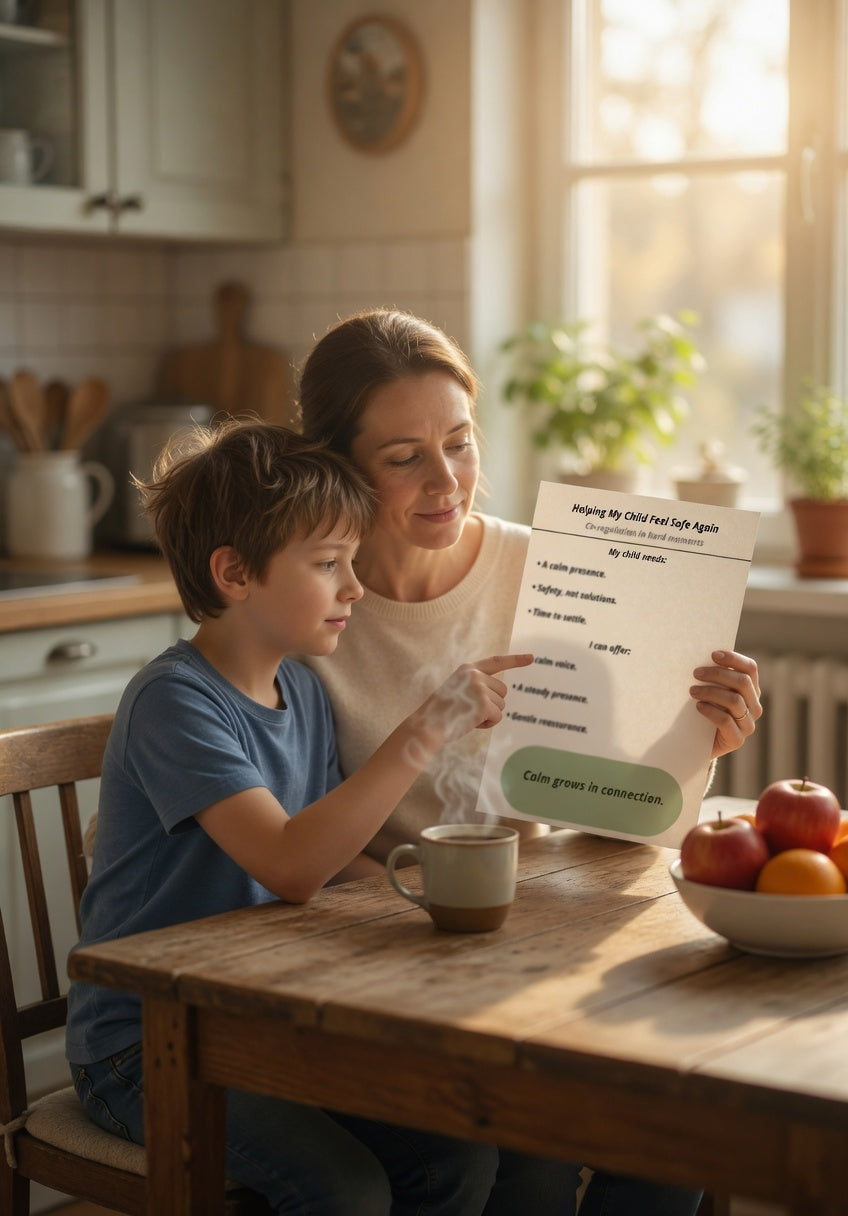 Helping My Child Feel Safe Again Printable | Co-Regulation Support Guide for Autism Parents | Emotional Regulation PDF | Neurodivergent Parenting Tool