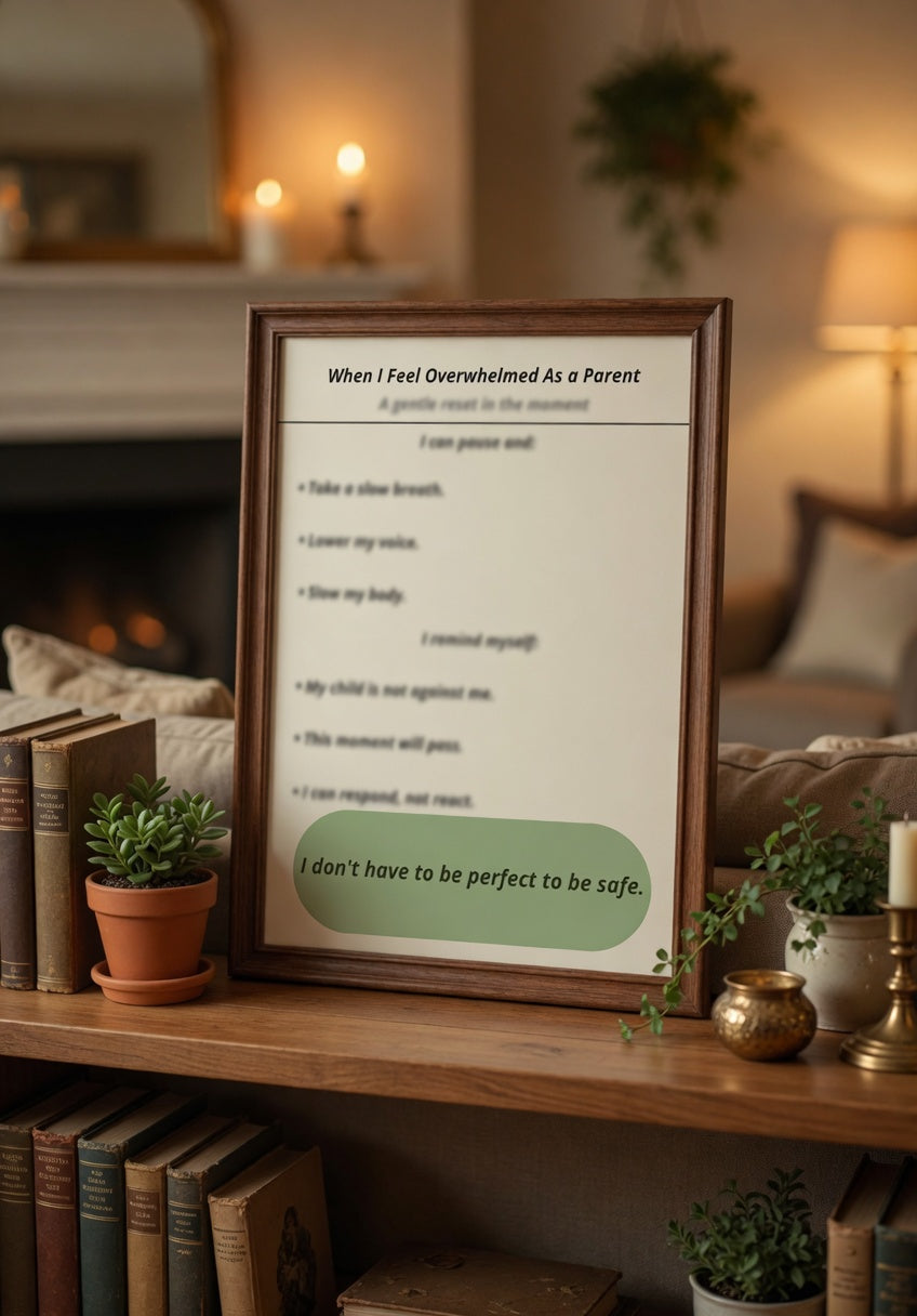 When I Feel Overwhelmed as a Parent Printable | Calm Parenting Reset Guide | Emotional Regulation & Co-Regulation PDF | Gentle Support for Autism Parents