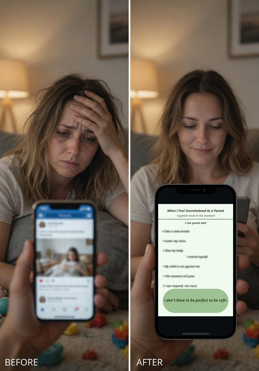 When I Feel Overwhelmed as a Parent Printable | Calm Parenting Reset Guide | Emotional Regulation & Co-Regulation PDF | Gentle Support for Autism Parents