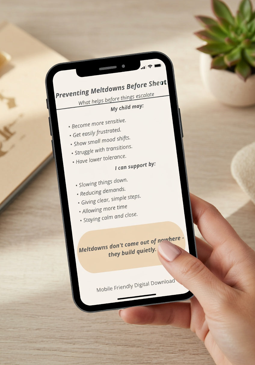 Preventing Meltdowns Before They Start | Autism Parenting Printable | Early Signs & Co-Regulation Support Sheet