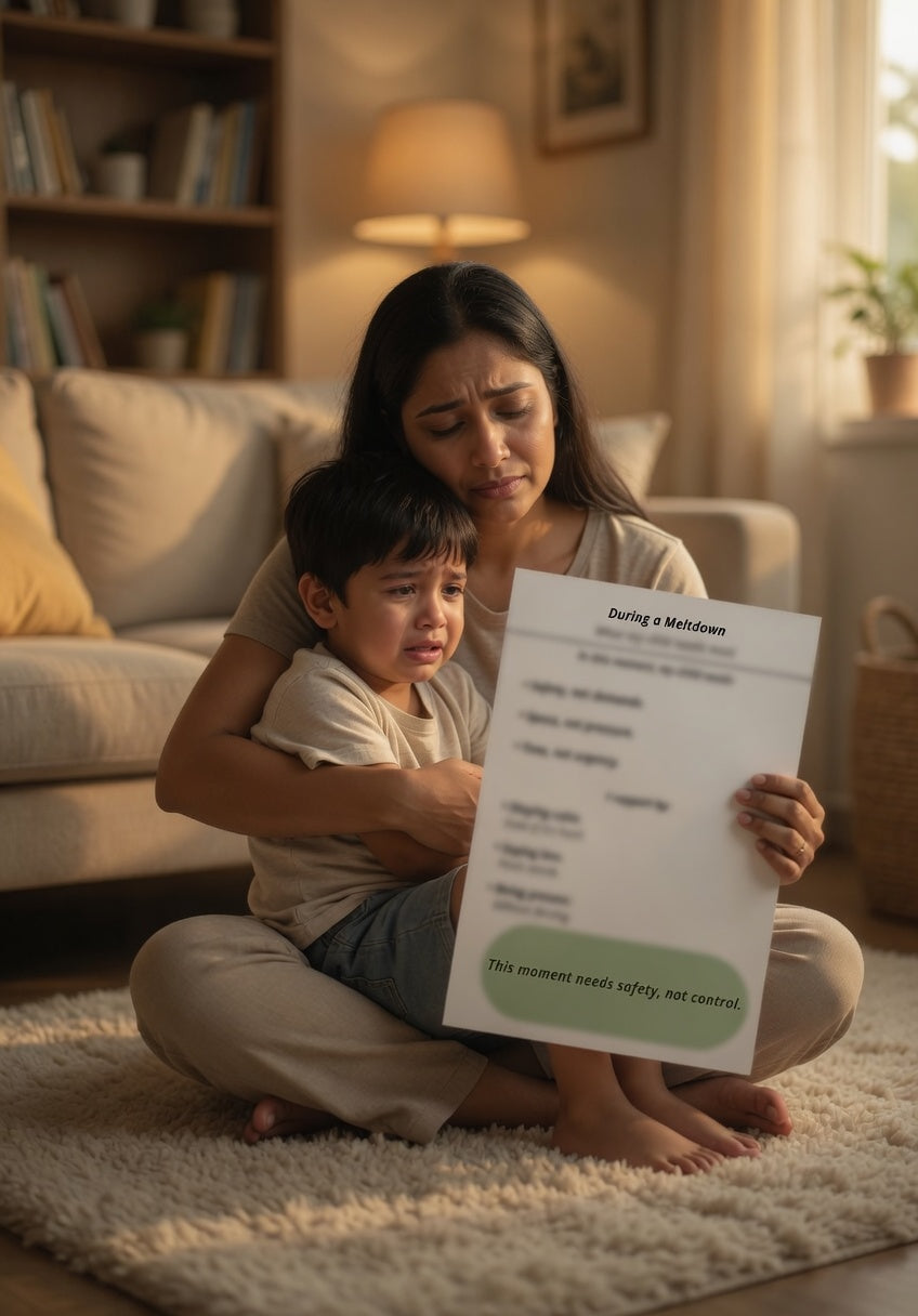 During a Meltdown Printable | Autism Meltdown Support Guide | Calm Parenting & Co-Regulation PDF | Neurodivergent Emotional Support Tool