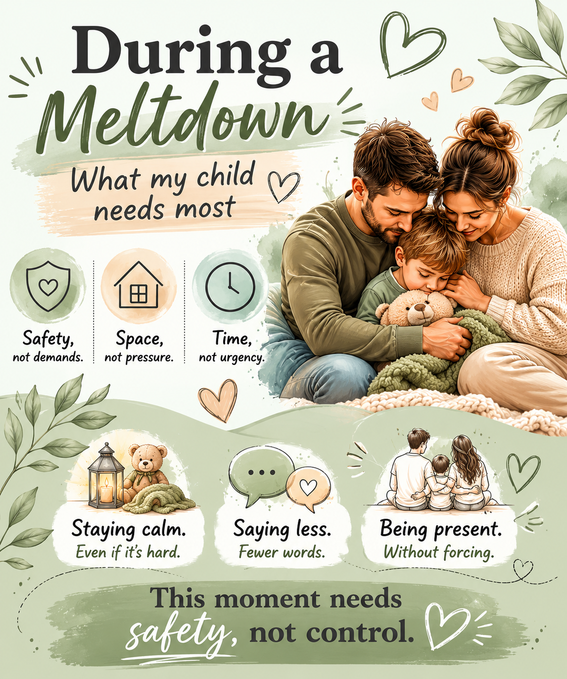 During a Meltdown Printable | Autism Meltdown Support Guide | Calm Parenting & Co-Regulation PDF | Neurodivergent Emotional Support Tool