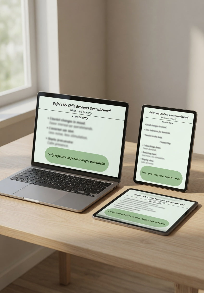 Before My Child Becomes Overwhelmed Printable | Early Sensory Support Guide for Autism Parents | Emotional Regulation PDF | Neurodivergent Parenting Tool