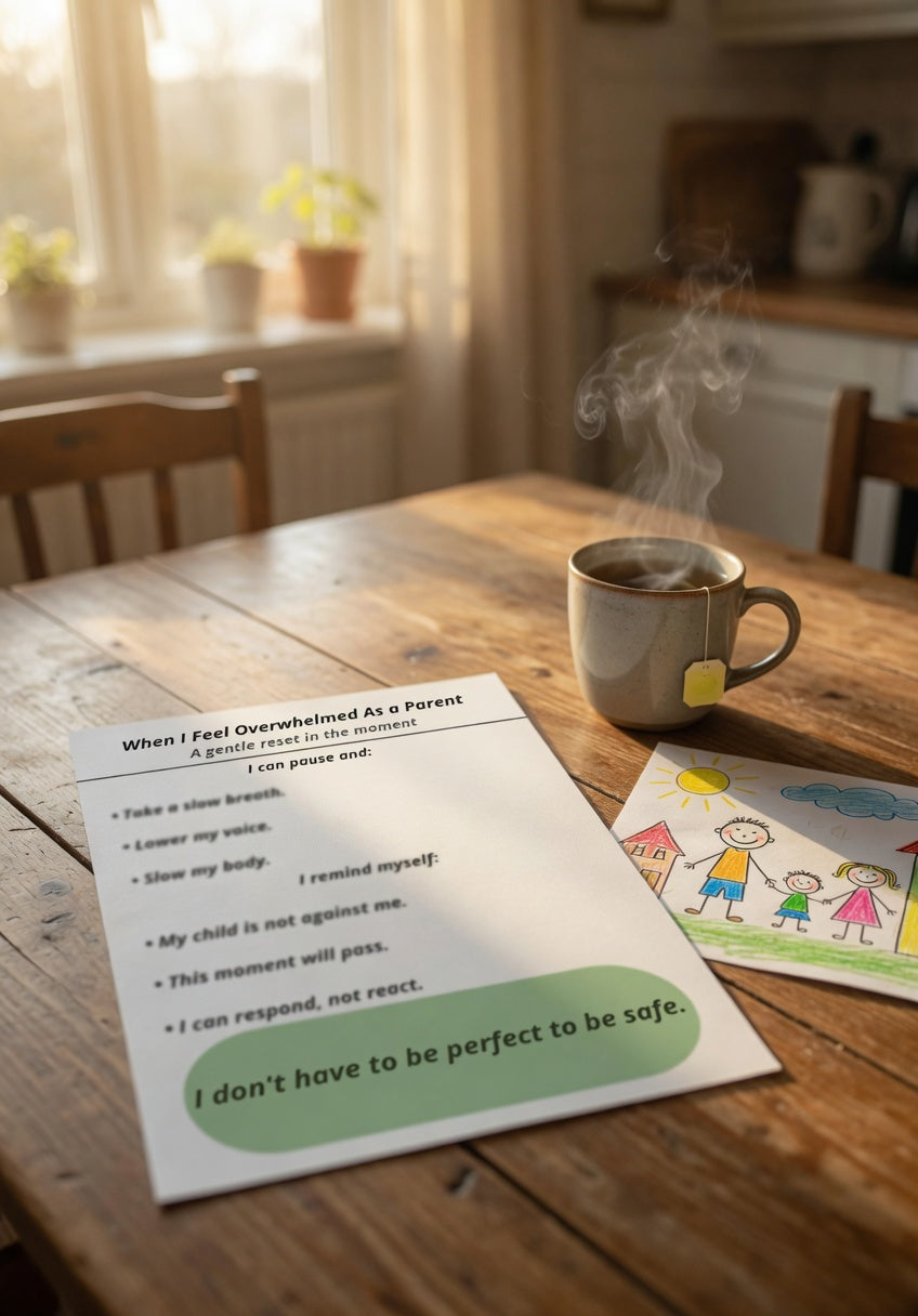 When I Feel Overwhelmed as a Parent Printable | Calm Parenting Reset Guide | Emotional Regulation & Co-Regulation PDF | Gentle Support for Autism Parents